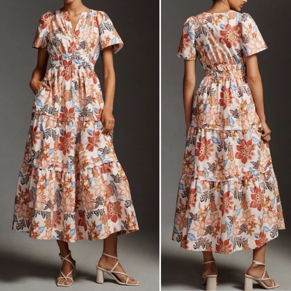NWT Anthropologie The Somerset Maxi Dress in Botanical Motif